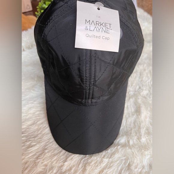 Market and Layne black quilted baseball hat adjustable band nwt OSFM - Picture 6 of 8